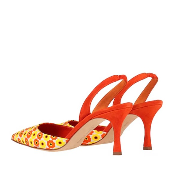 Manolo Blahnik Women's Floral Orange and Yellow Heels - Picture 2 of 8